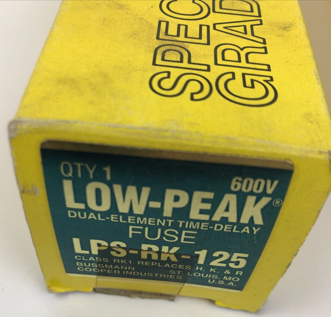 Cooper Bussmann BUSS LPS-RK-125 Low-Peak Dual-Element Time-Delay Fuse 600 Volts-