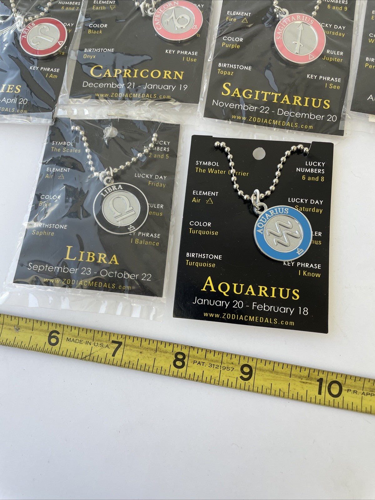 Lot of 10 Zodiac Medals Medallion Necklace 16” Chain - Symbol For Life Bundle