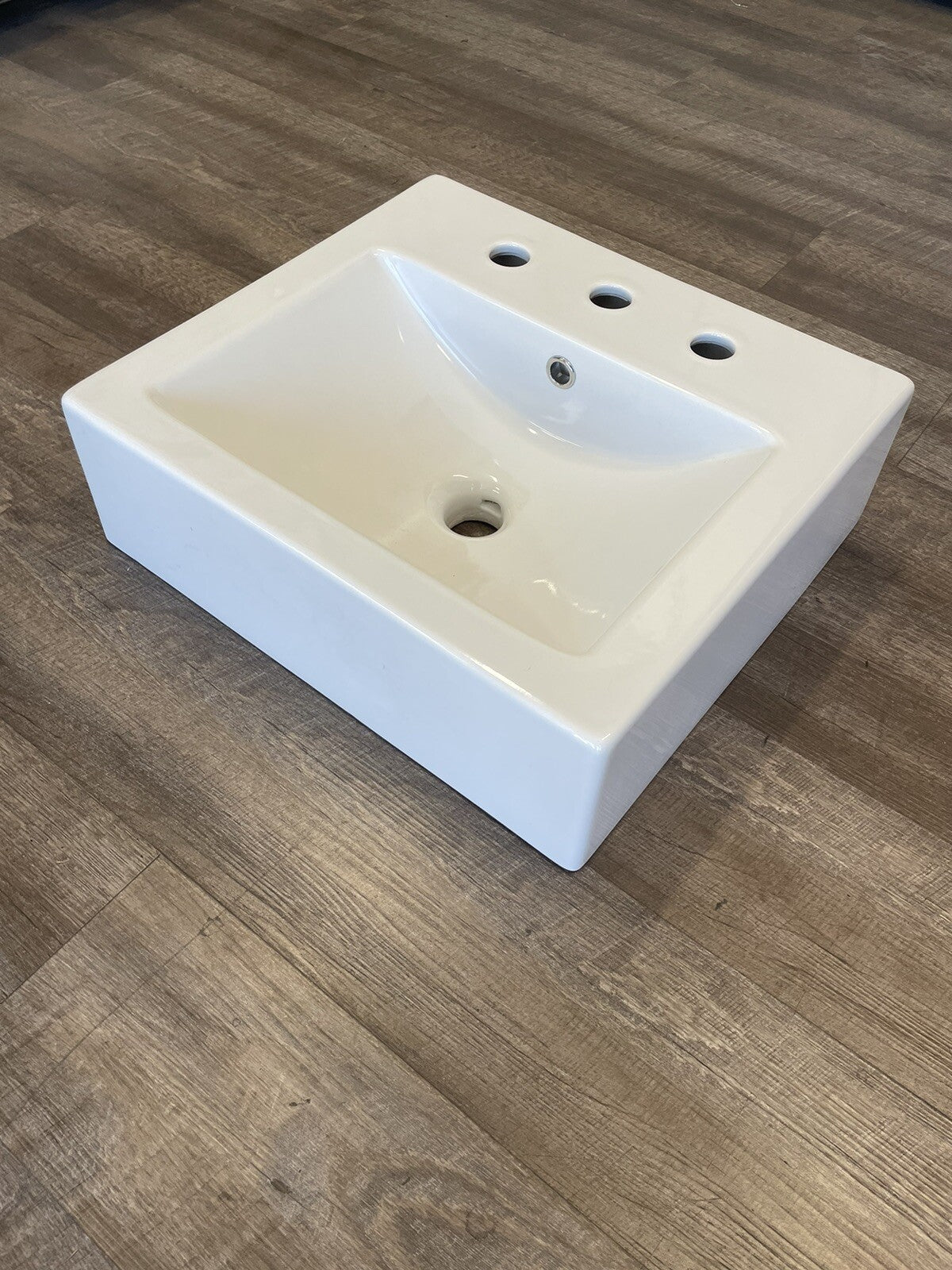 Scarabeo Bathroom  Square White Ceramic Wall Mounted or Vessel Sink 8025/B