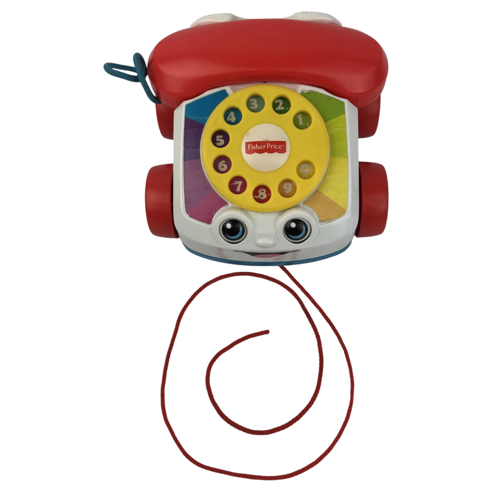 Vintage Fisher Price Pull Along Phone Normal wear Eyes Clacker & Ringer Work