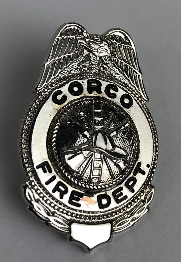 Vintage CORCO Fire Dept. Mini Badge Lapel Pin  1.25" x 1" - Very Rare Find