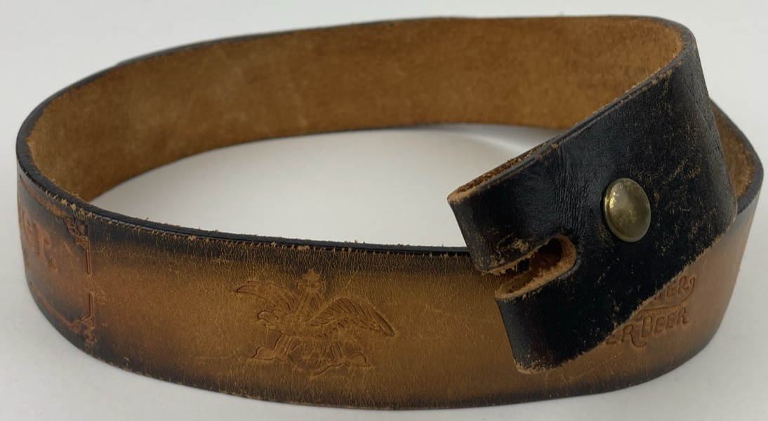 Budweiser Beer Vintage Leather Belt 36" King of Beers No Belt Buckle