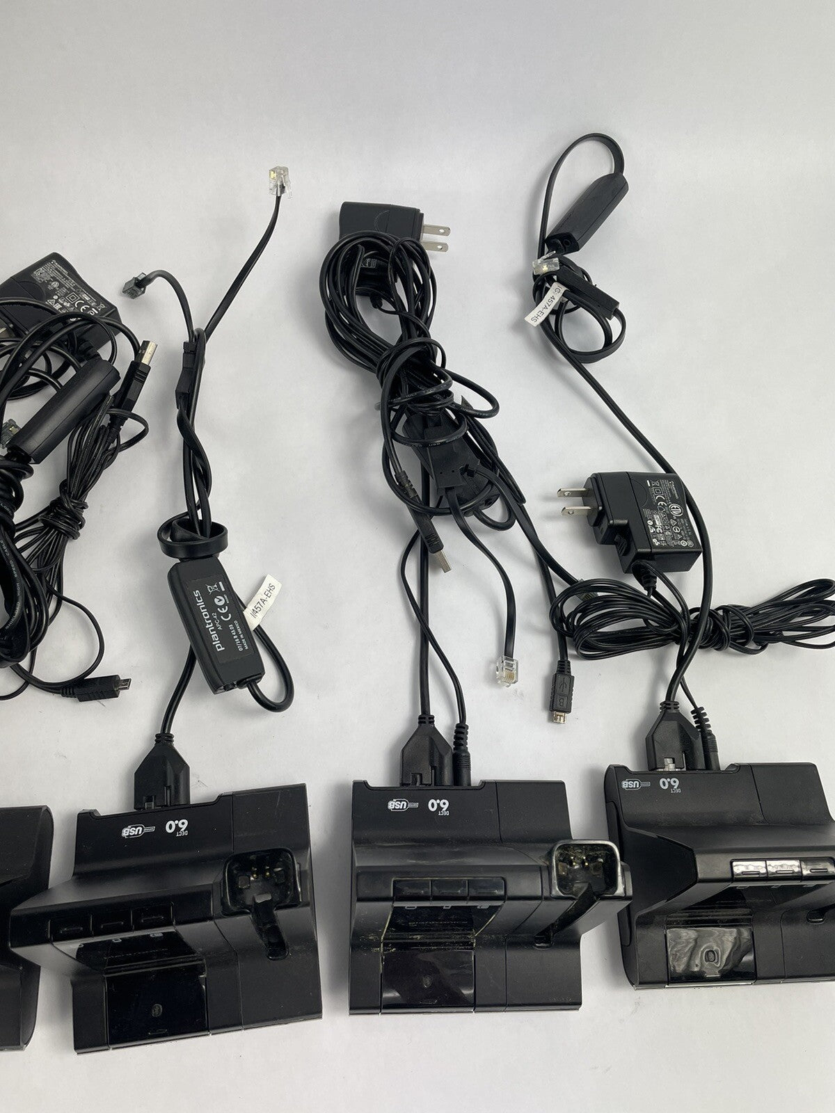 Lot of (7) Plantronics W02 Wireless Headset System Charging Bases w Power Supply