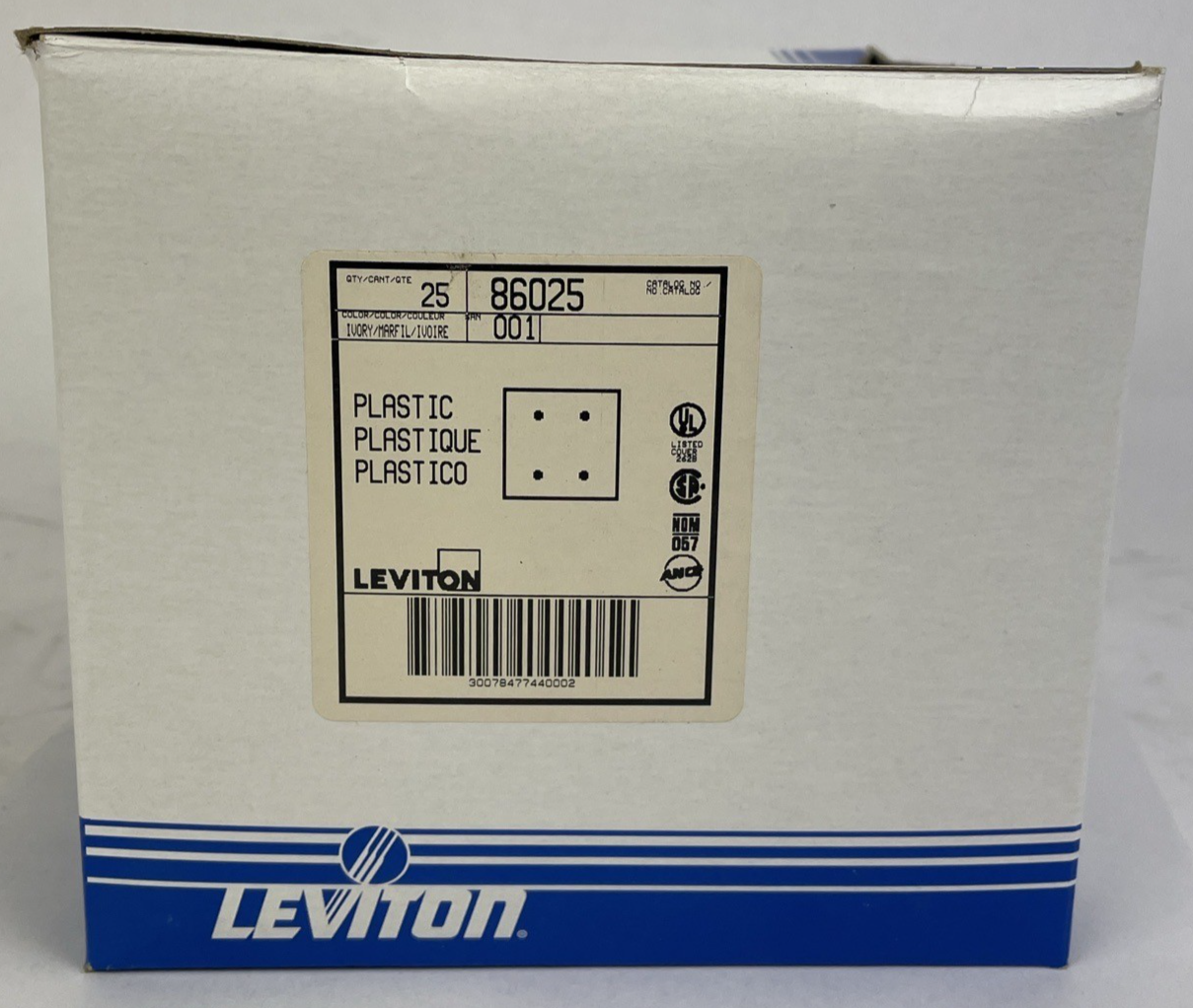 25 Pcs Leviton 80525-1 Blank Wallplate 2-Gang Thermoset White Standard Box Mount