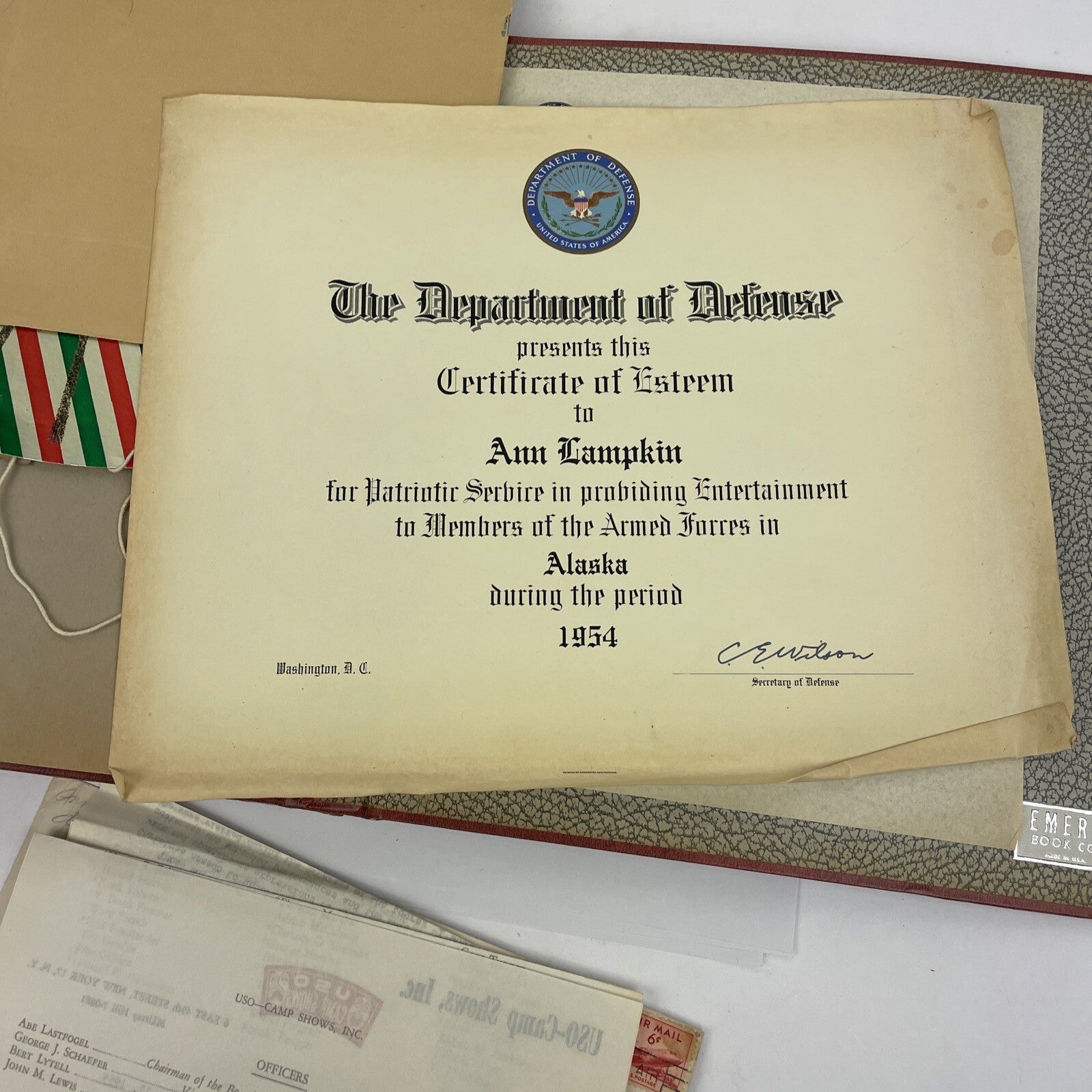 U.S.O. 1954/55 Scrapbook From " Operation Snowball " Alaska U.S.O Christmas Show