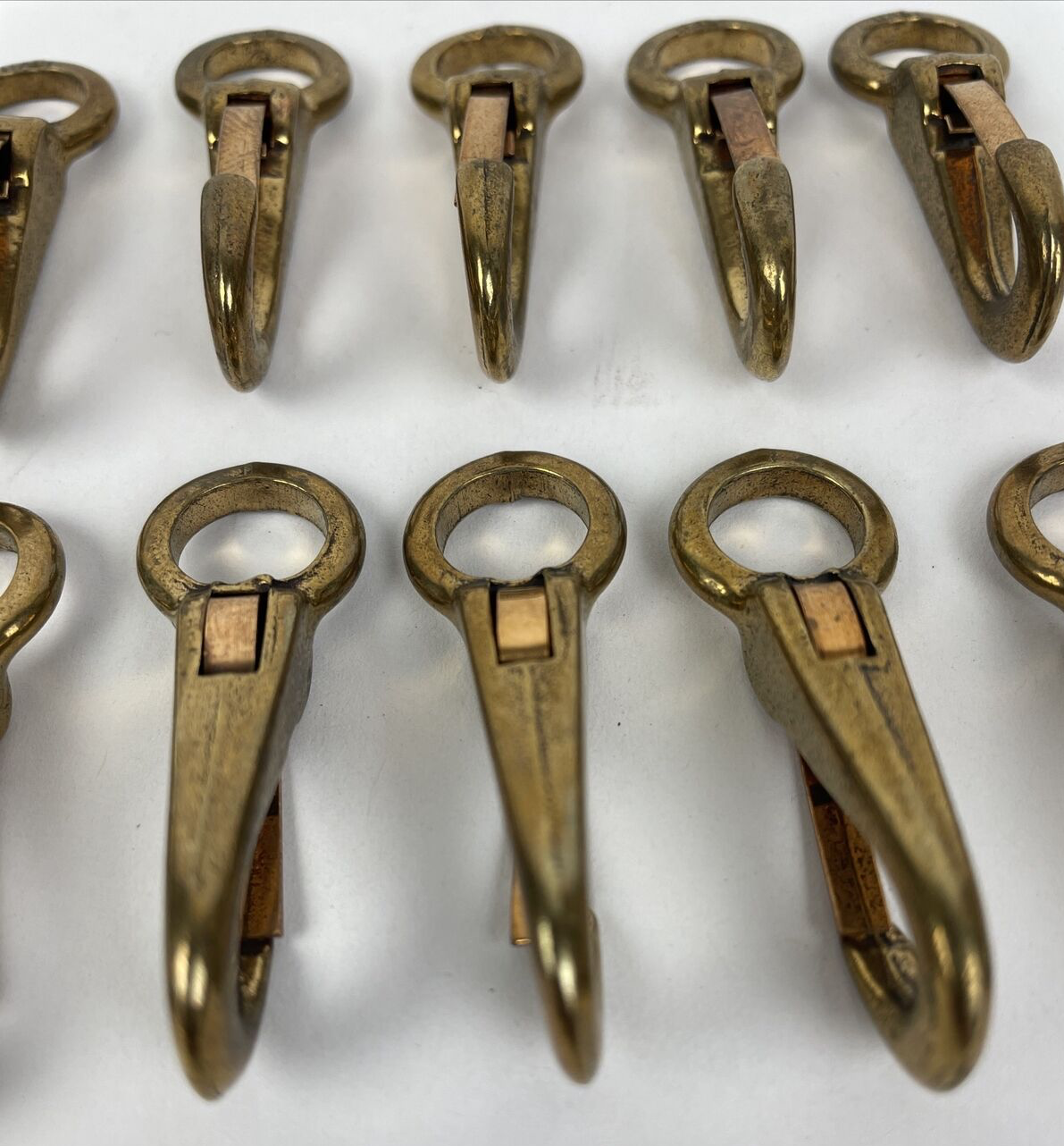Lot of 10 x Vintage 2” Brass Snap Hook Clips Bimini Sailboat Nautical Marine #1