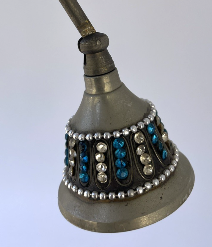 Vintage Metal Candle Snuffer Classic Bell Style w Rhinestone BLING / Long Handle
