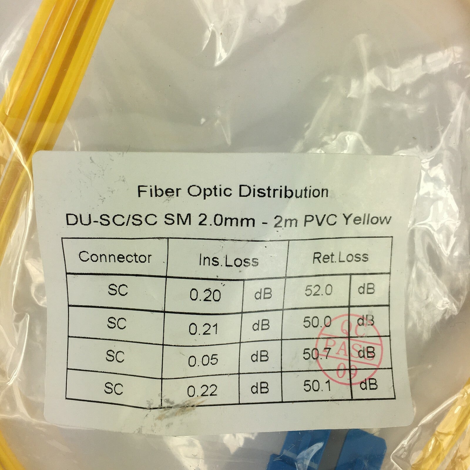 Fiber Optic Distribution DU-SC SM 2.0mm -2m PVC Yellow