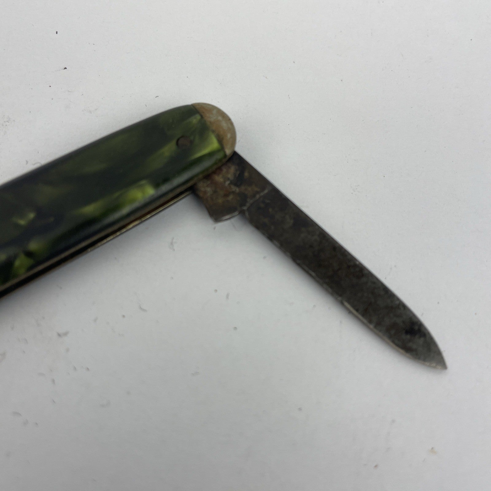Vtg Knife Syracuse Knife Co 2 Blade Tiger Pocket Foldout Knife USA GREEN