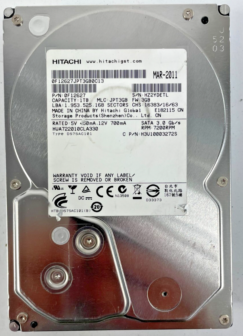 Hitachi HUA722010CLA330 7200RPM SATA 1 TB Internal Hard Drive Cache 32 MB