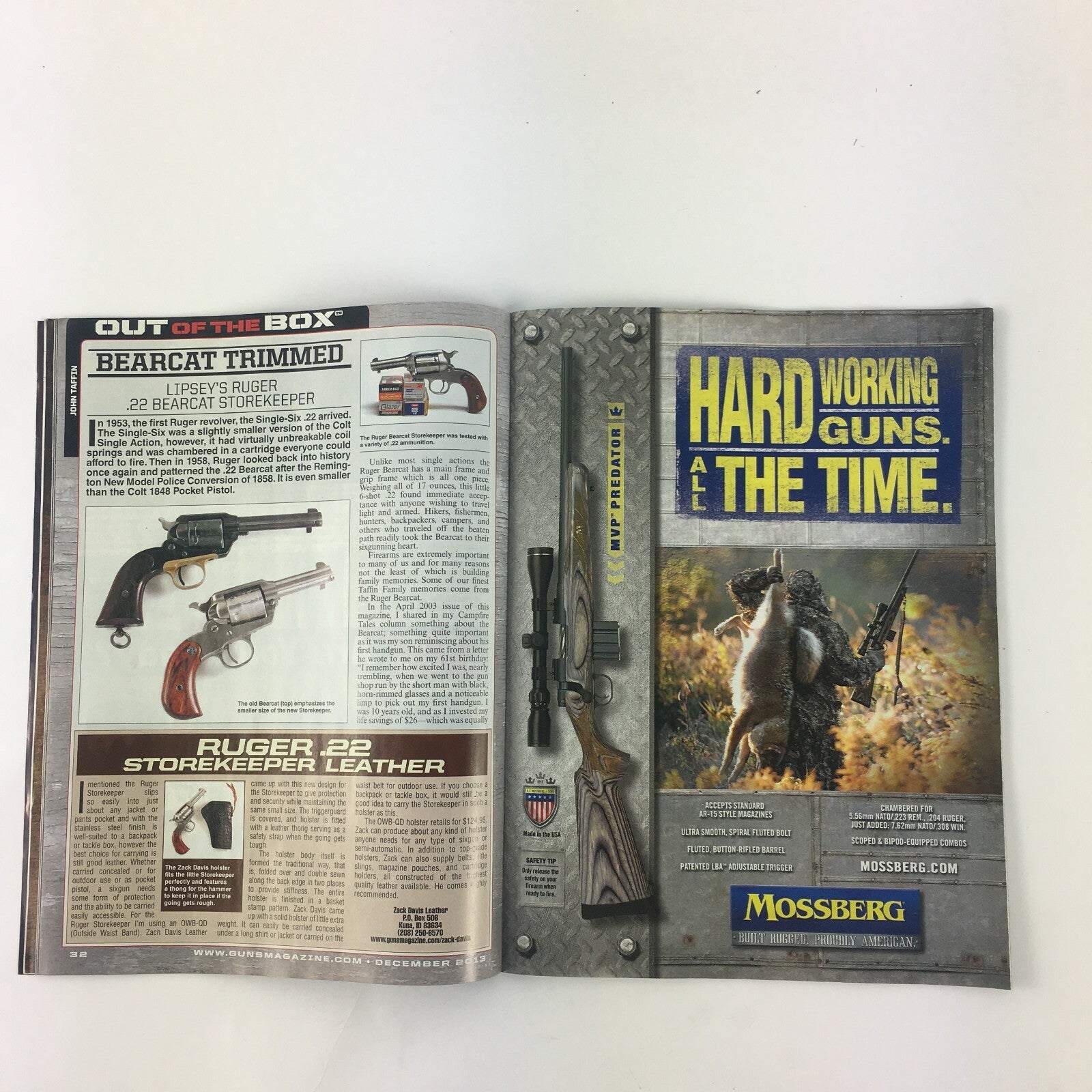 December 2013 Guns Magazine Mighty & Tiny Auto-Ord 1911 .45 ACP .22 WMR & LR
