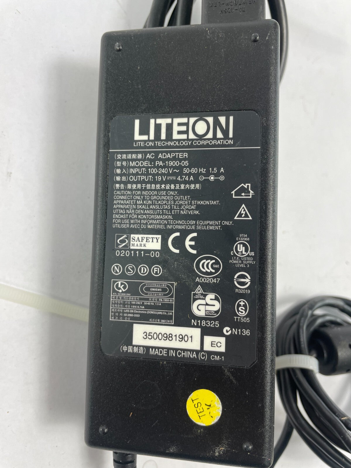 Geniune Lite On PA-1900-05 Output 19 V  4.74 A Power Supply Adapter B01