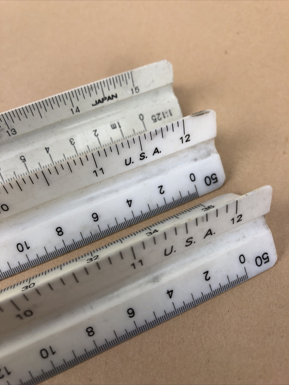 Lot of 3 DRAFTING Engineer Metric rulers TRIANGLE Staedtler 987 19-34 19-37 19-1