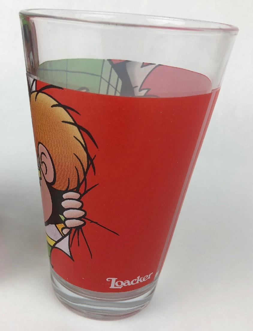 Loacker Wafers Cookies Elf Glass Cup Tumbler 5” Rare Collectible NIB Red/Green