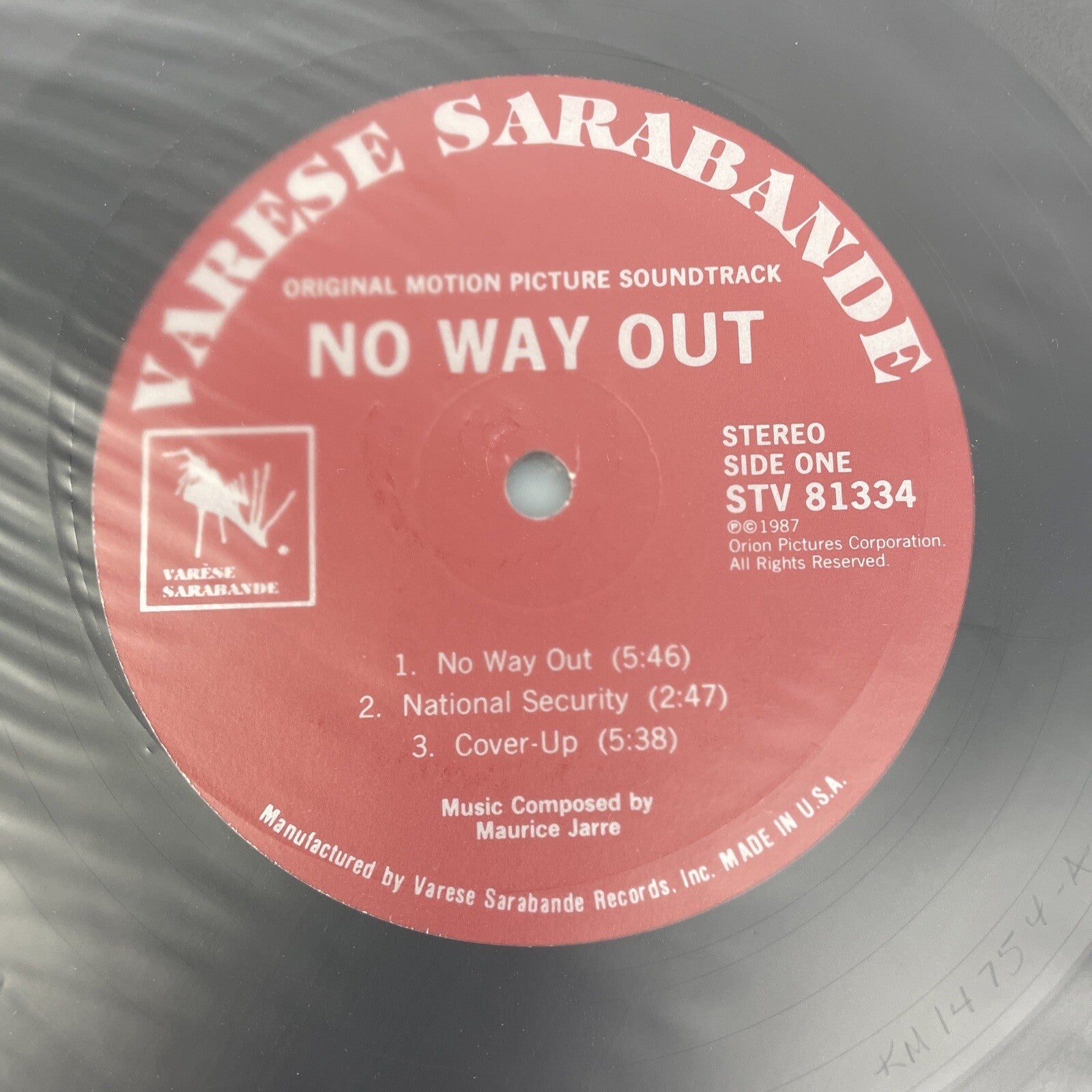 Maurice Jarre – No Way Out OST LP Varèse Sarabande STV 81344  Score - VGC