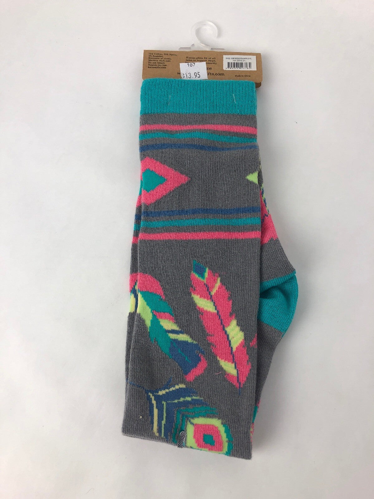 NWT KARMA Knee High Pastel Feather Socks OSFA - Fast Free Shipping