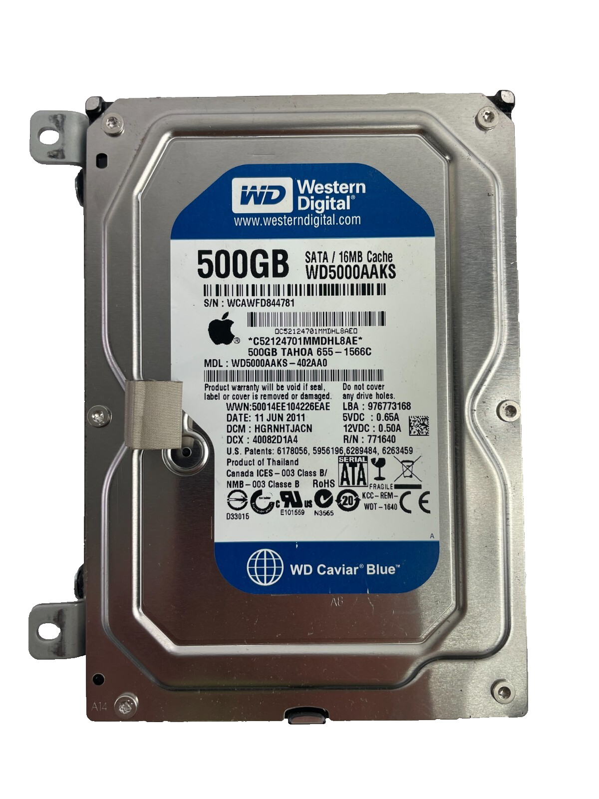 Western Digital 500GB 16 MB Cache 7200RPM SATA WD5000AAKS Internal Hard Drive