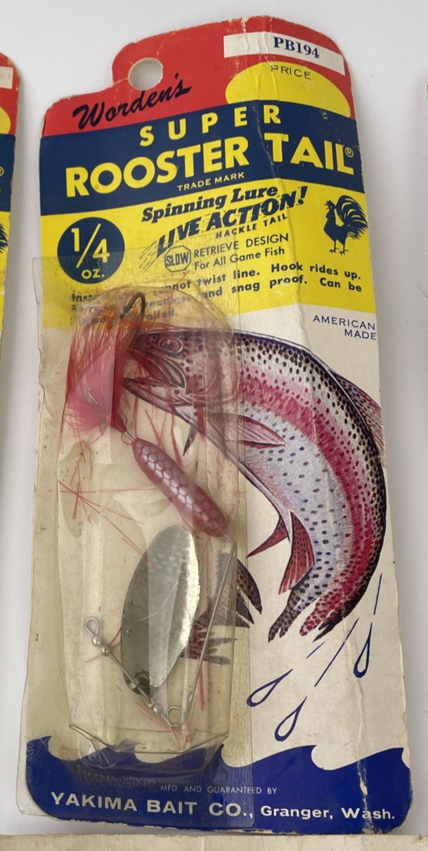 4 x Vintage Discontinued Wordens Yakima SUPER ROOSTER TAIL SPINNER Bait 1/4 oz.