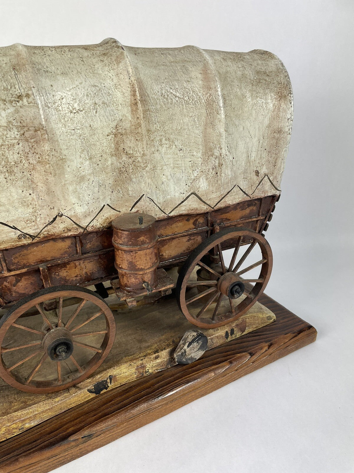 Oscar M Cortes 1980 Hand ORIGINAL HAND CARVED wooden covered wagon