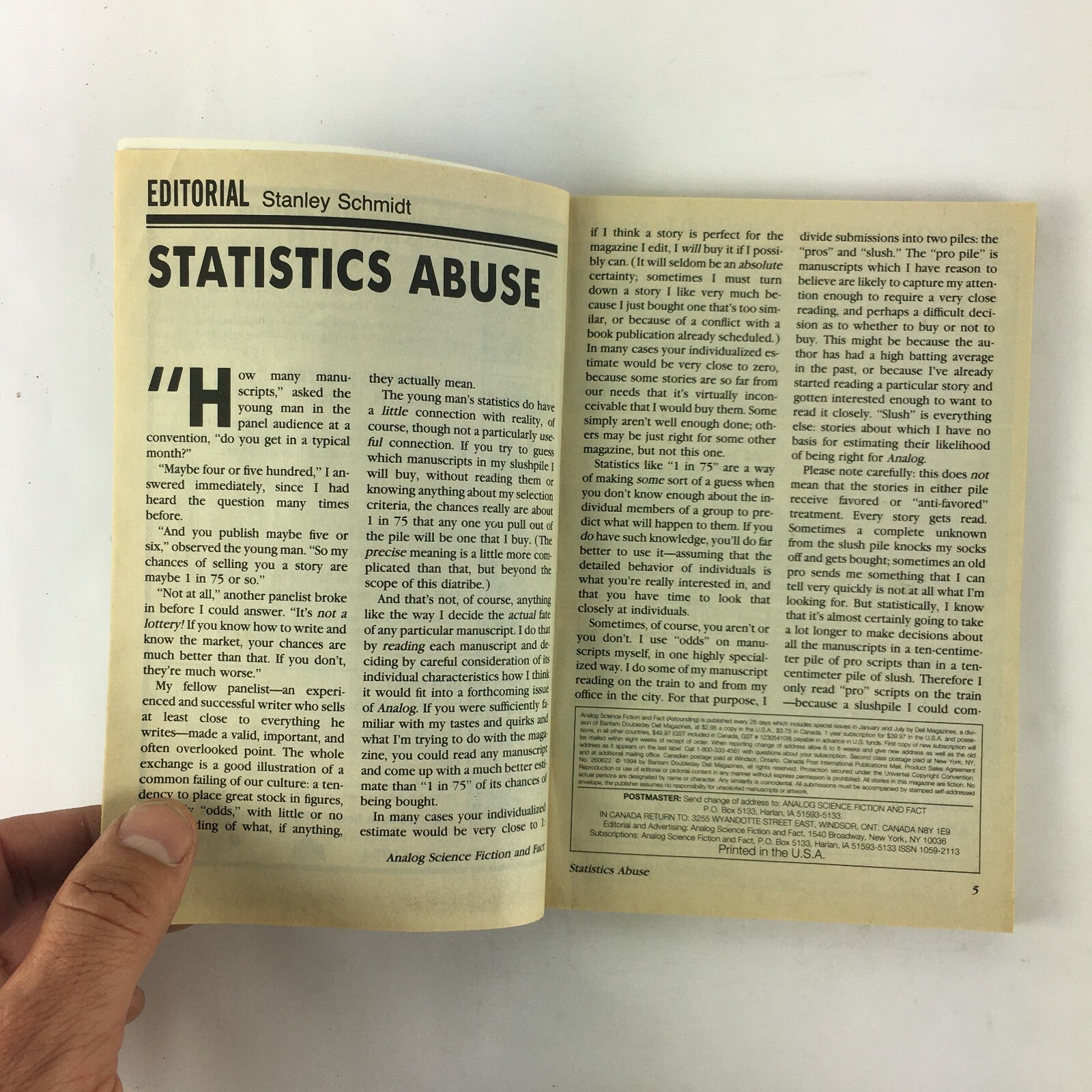 November 1994 Analog ScienceFiction Fact Magazine The Height of Intrigue Stephen