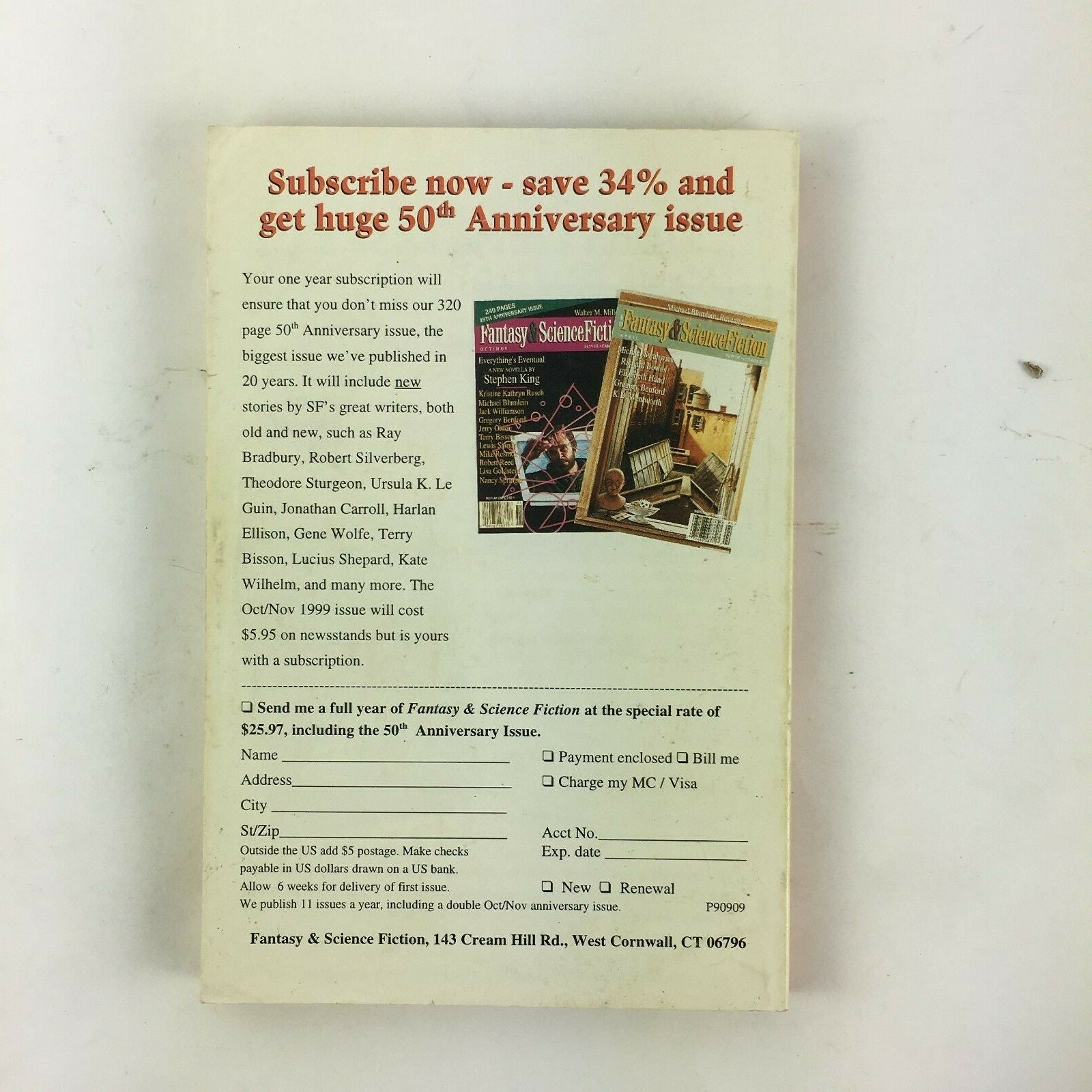 Sep Fantasy & Science Fiction Magazine Ninety Percent of Everything John Kessel