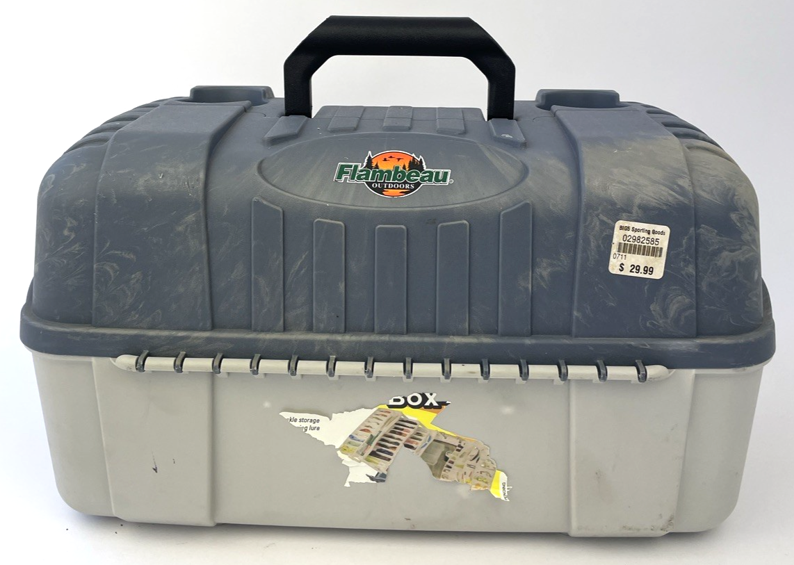 Flambeau 2059 7-Tray Tackle Box Hip Roof Fishing Organizer Blue USA Made 20"