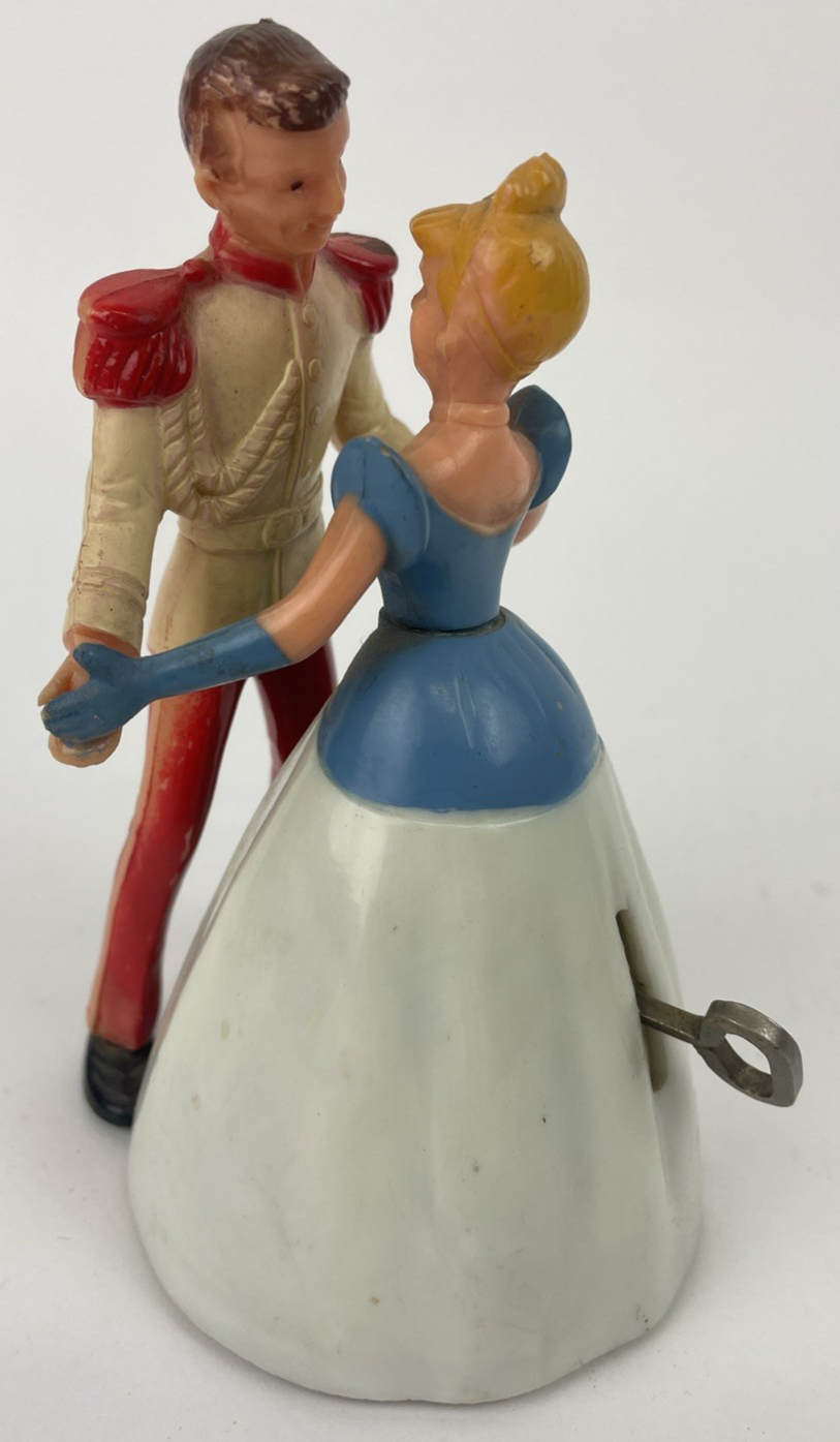 1950's Irwin Toys Walt Disney's Dancing Cinderella & Prince Wind Up Toy - Works!
