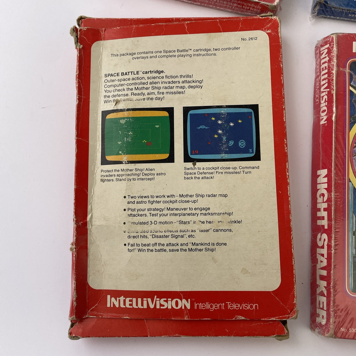 4 x INTELLIVISION Mattel Electronics Games Night Stalker Space Battle US Skiing+