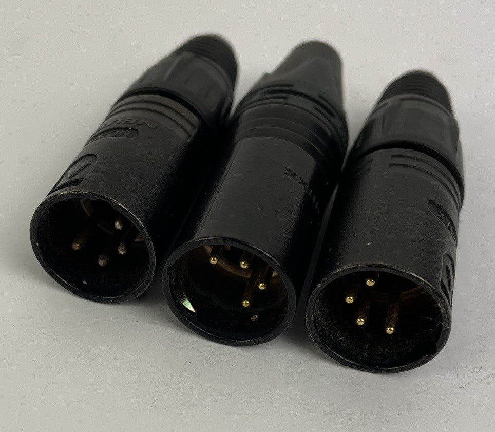 Lot of 3 x OEM Neutrik NC4MX 4 Pin Male XLR Gold Connector