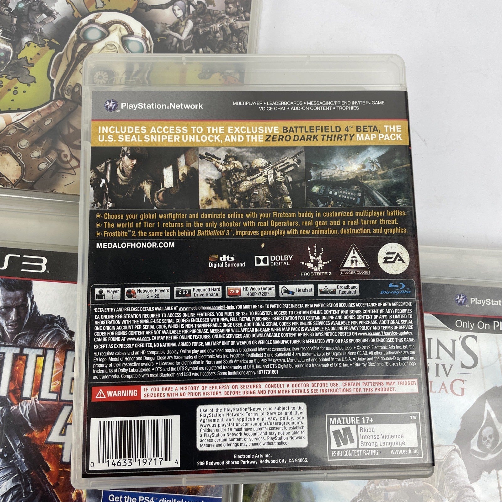 4 x PlayStation 3 PS3 Assassins Creed 4 Black Flag BORDERLANDS2 BATTLEFIELD4 MOH