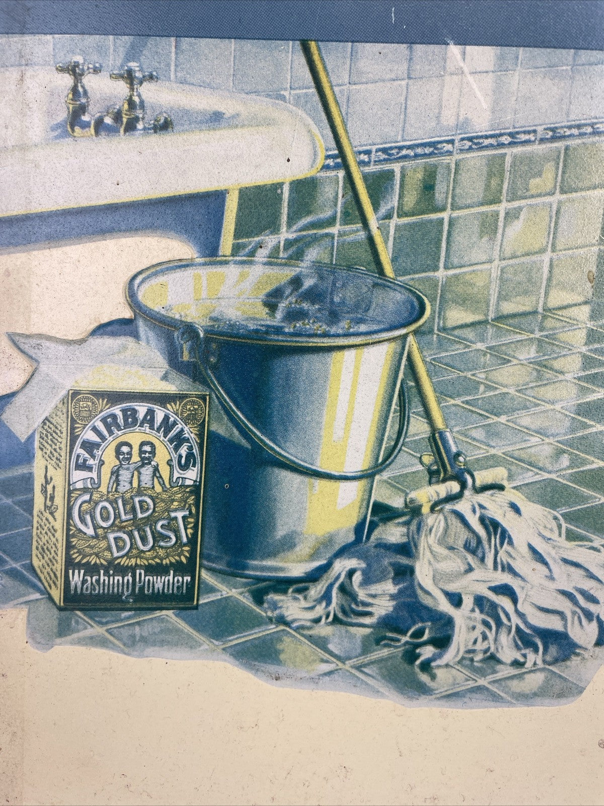 Vintage Gold Dust Metal Tin Wall Art Fairbanks Washing Powder Wall Sign 13"x12"