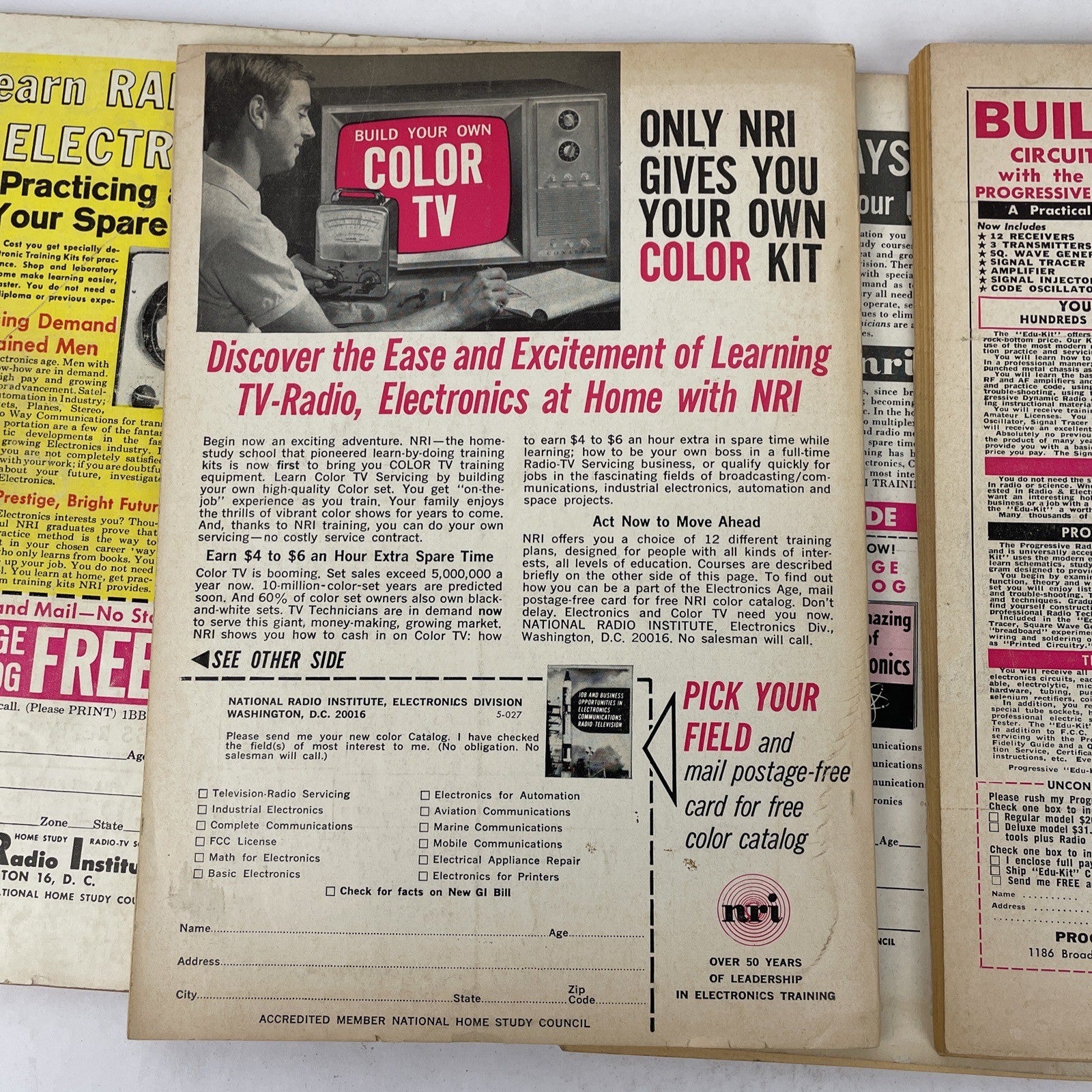 Lot of 5 x 1960's Radio-TV Experimenter Magazine Lot by Science and Mechanics
