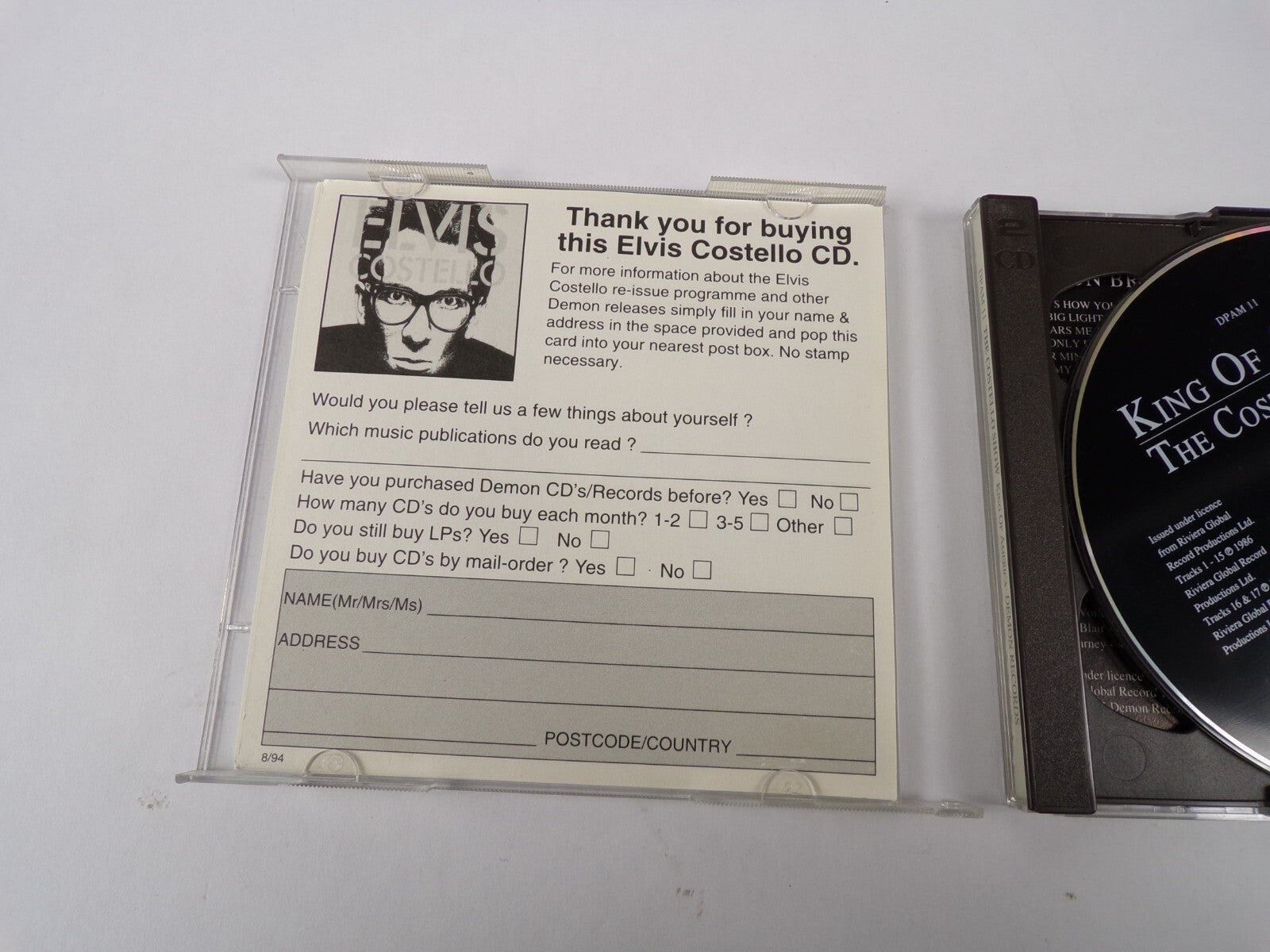 The Costello Show King Of America Demon Records Lovable The Big Lights CD#53