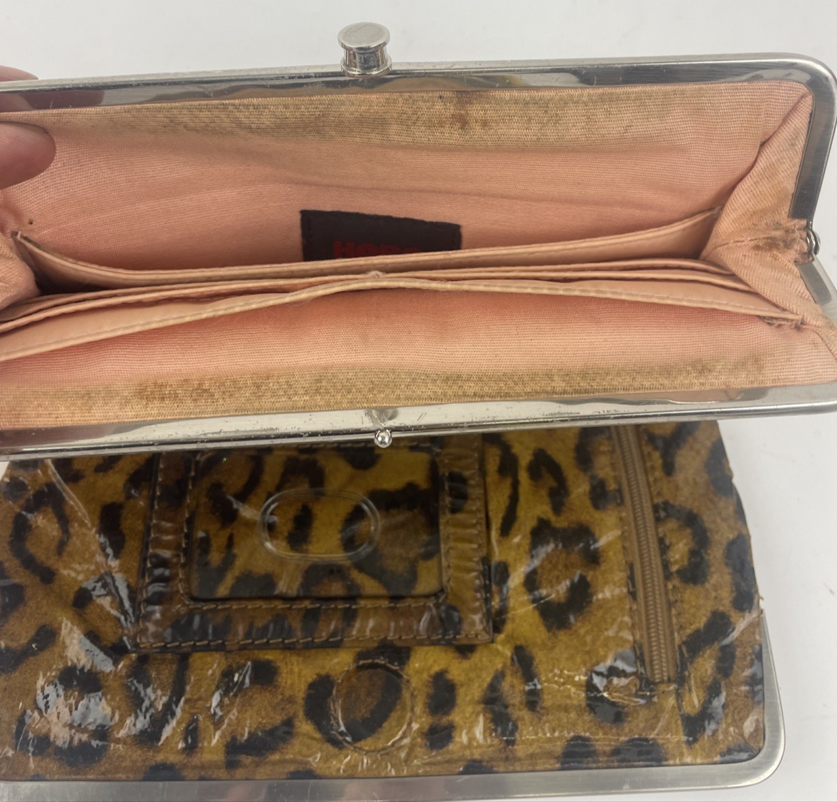 Hobo International Kiss Lock Metallic Leopard Cat Style Wallet Clutch - LOOK