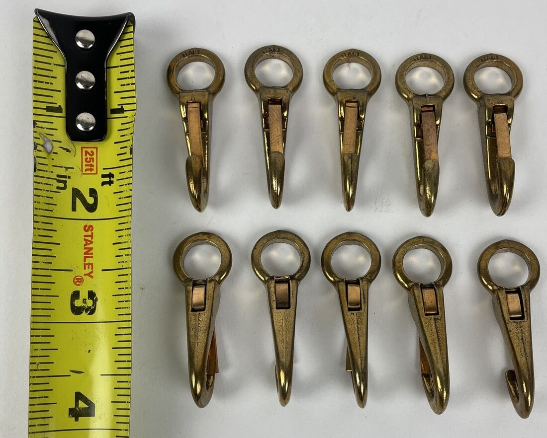 Lot of 10 x Vintage 2” Brass Snap Hook Clips Bimini Sailboat Nautical Marine #1