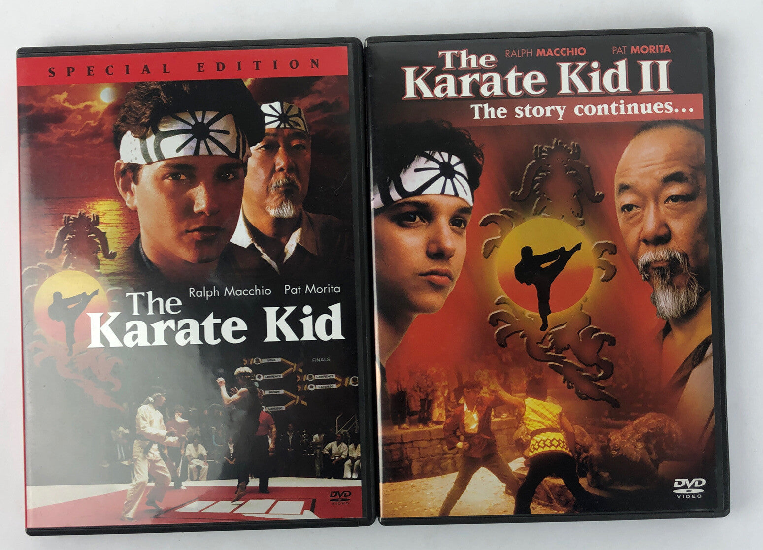 The Karate Kid , The Karate Kid II DVD LOT RALPH MACCHIO PAT MORITA - Mint Discs