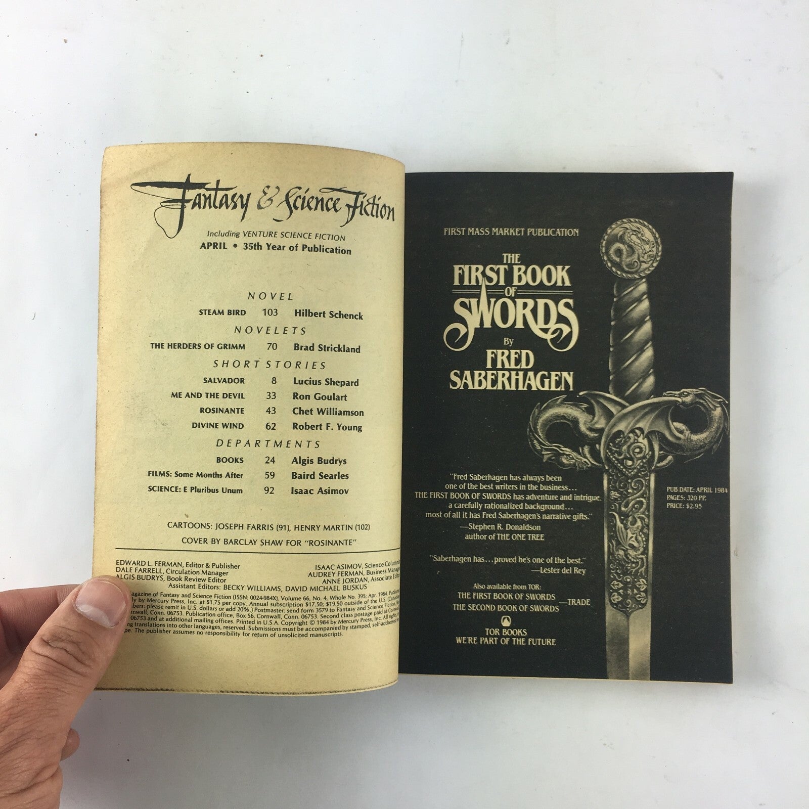 April Fantasy & Science Fiction MagazineRobert F.Young RonGoulart HilbertSchenck