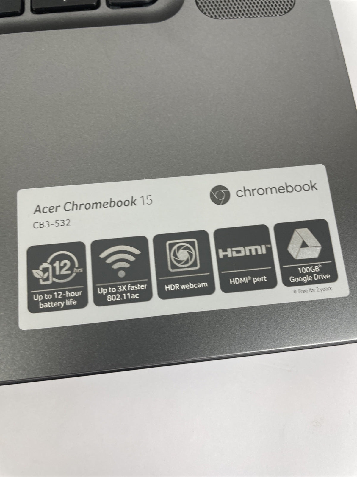 Lot of 2 x Acer Chromebook 15 - CB3-532 - Model N15Q9 - No Power Cords Included