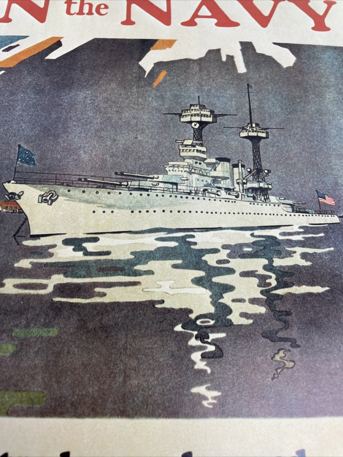 Vtg " Join The Navy " Poster 20" x 16" U.S. Government Recruiting Media - LOOK