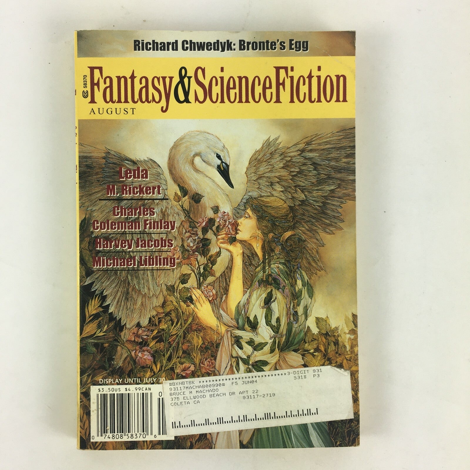 August Fantasy & Science Fiction Leda M.Rickert Charles Coleman Finlay Richard