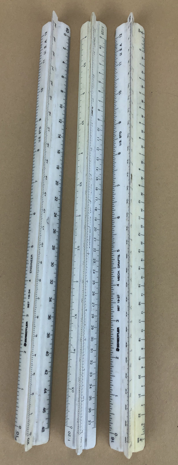 Lot of 3 DRAFTING Engineer Metric rulers TRIANGLE Staedtler 987 19-34 19-37 19-1