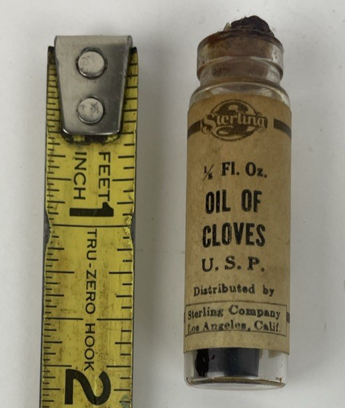 Antique Sterling Los Angeles Oil of Cloves Clear Medicine Bottle for Toothache