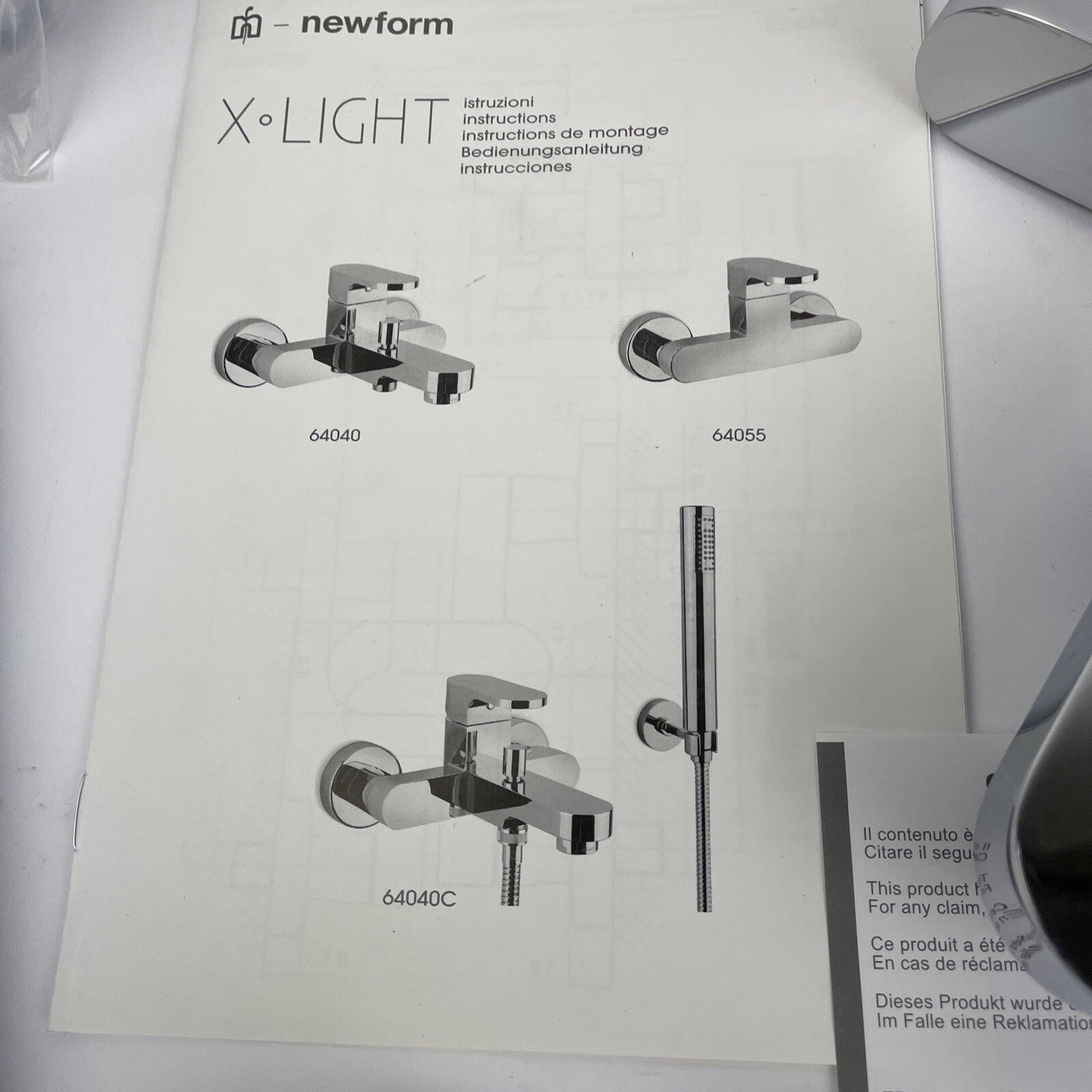 NEWFORM X-LIGHT64040 Tub Faucet Hand Shower Wall Mount Tub Filler Bathtub Faucet