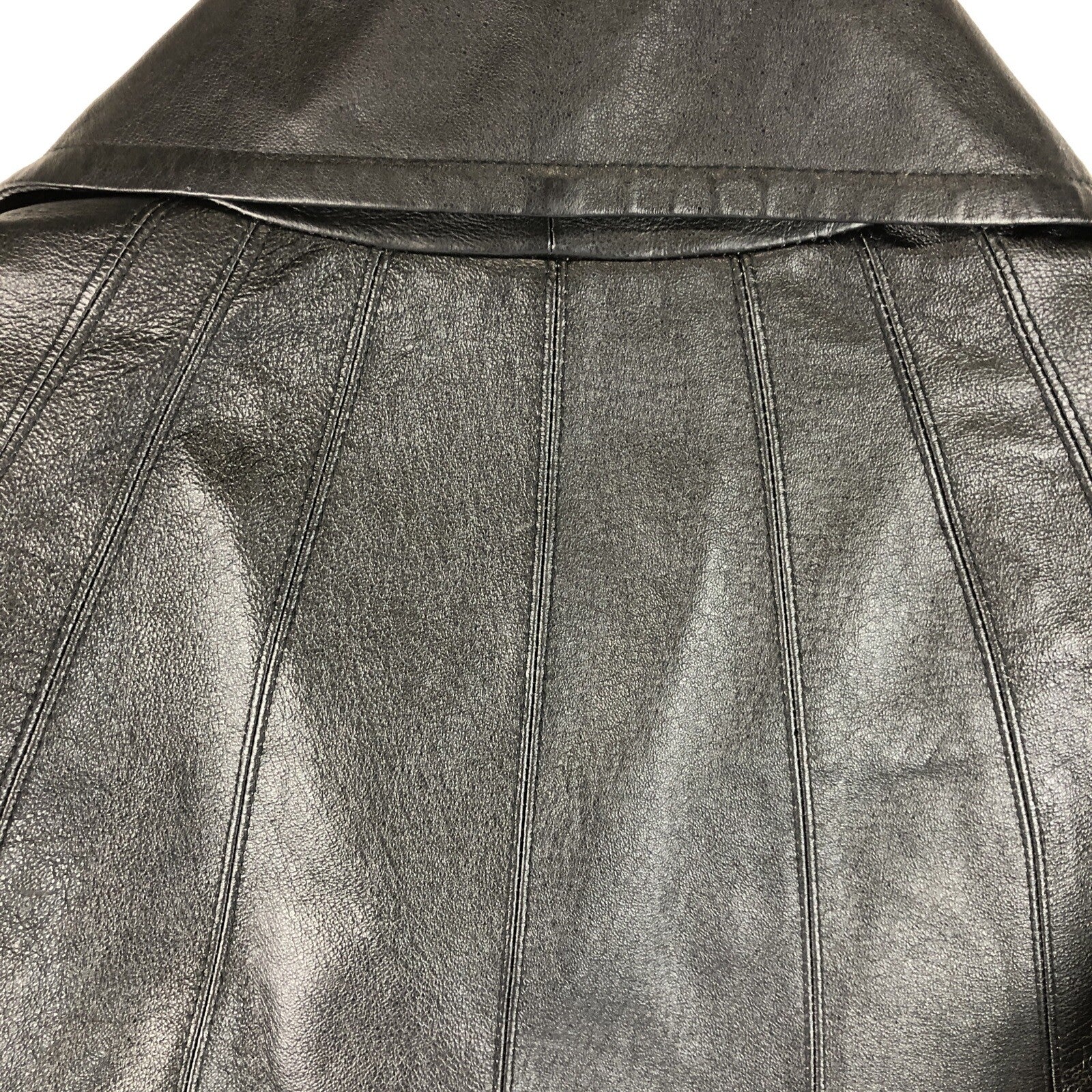 Vintage East 5th Genuine Leather Jacket Women’s  XL Black Zip Front Lined Coat  