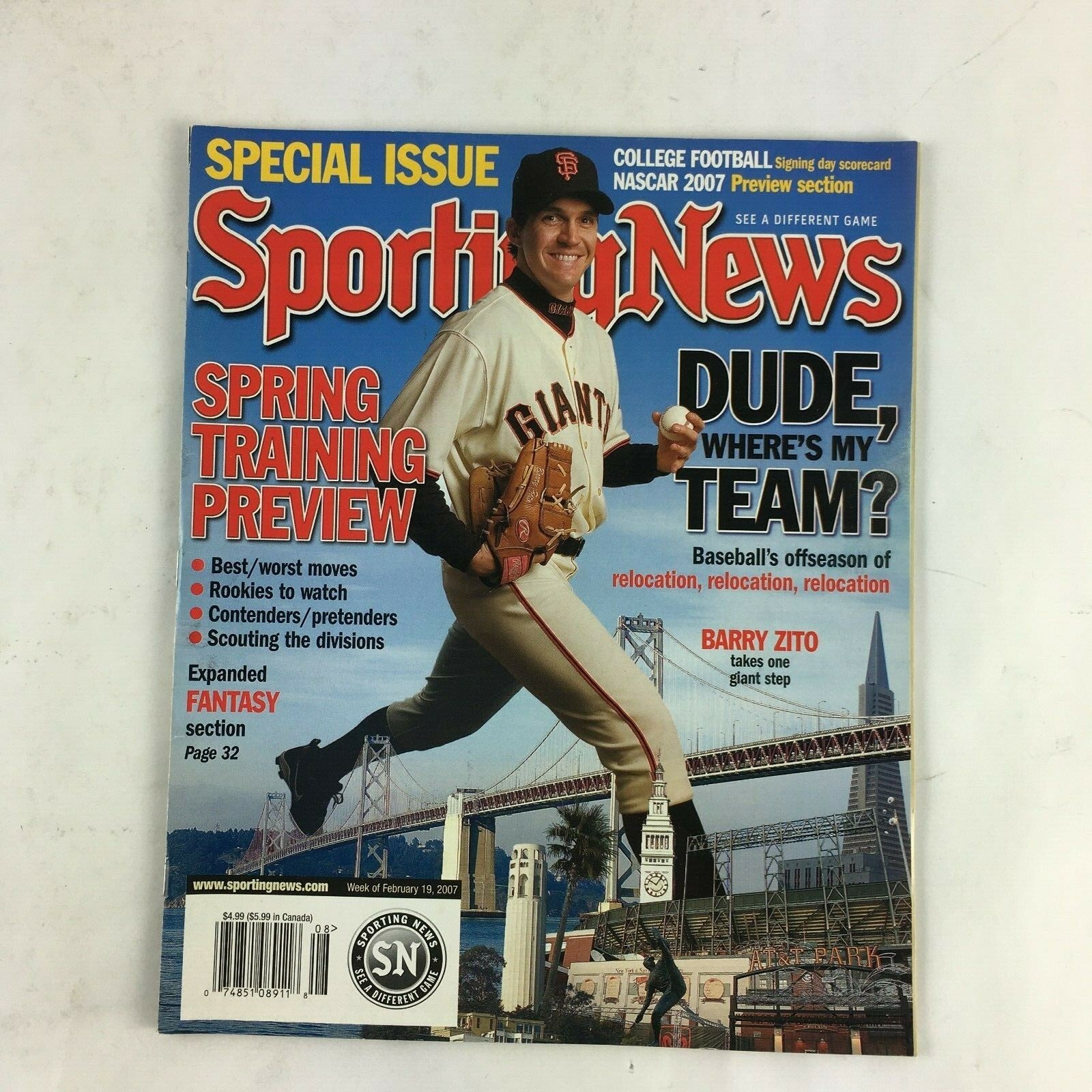 February 2007 SportingNews Magazine Dude Where's My Team? Spring Training