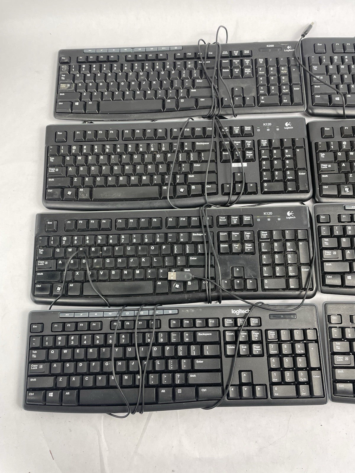Lot of 8  Logitech Keyboards Wired USB  K120 Y-U0011 K200