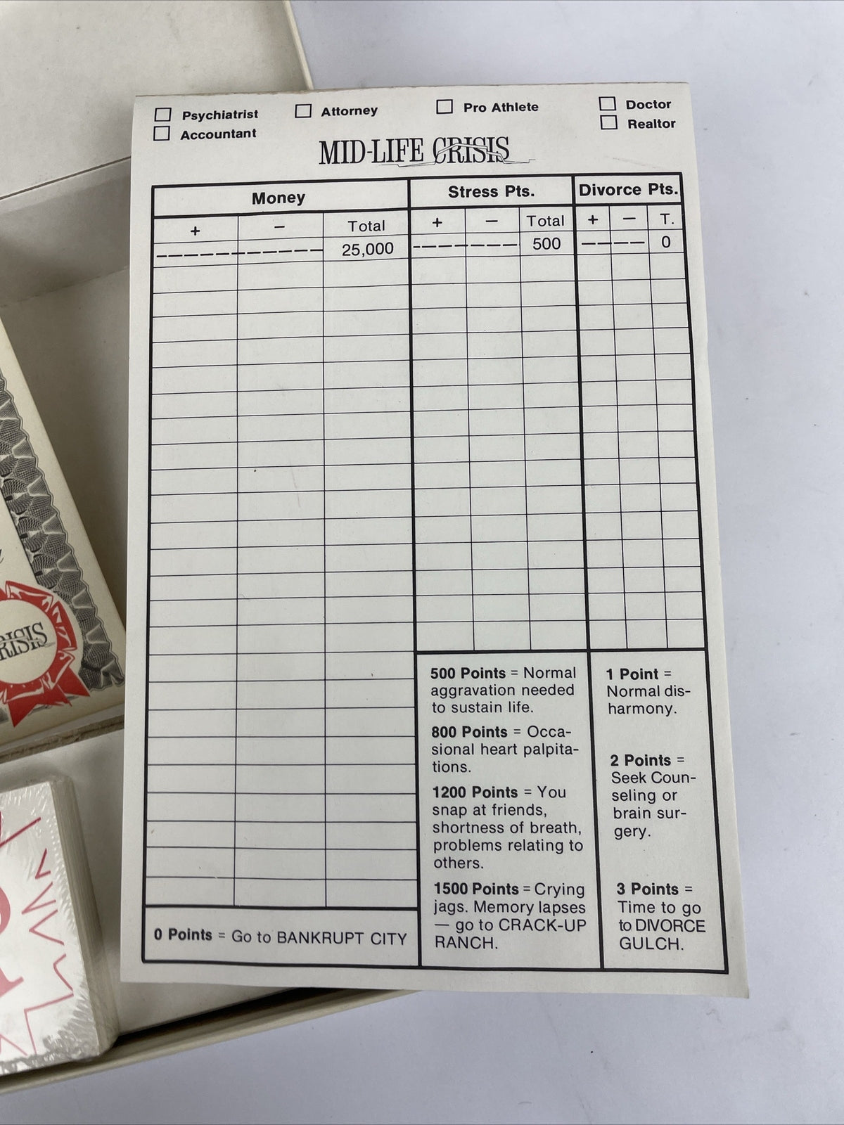 VINTAGE Mid Life Crisis Board Game COMPLETE The Game Works 1982 Old Humor Funny