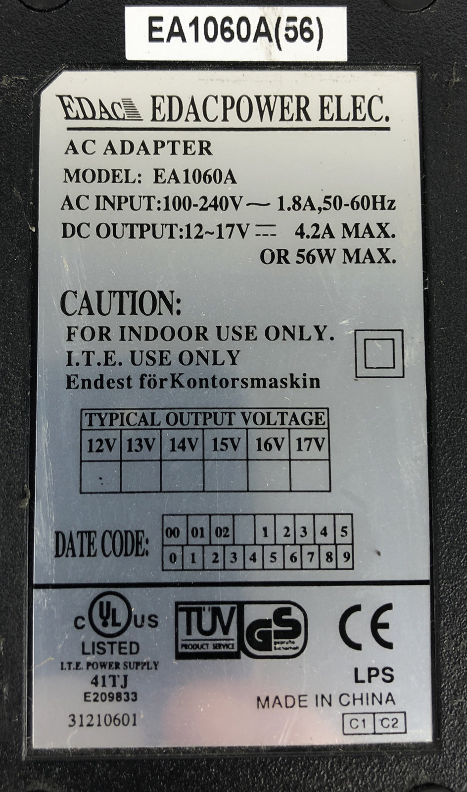  Rare EA1060A EDAC POWER ADAPTER FOR MARSHALL V-R6RP-SDI MONITOR  -  A13