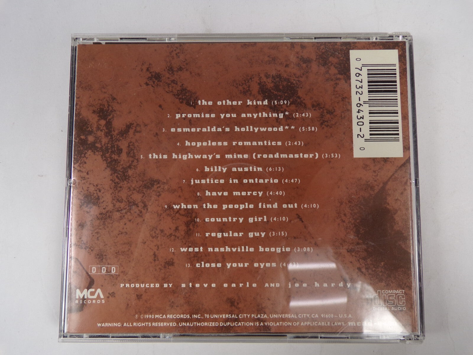 Steve Earle And The Dukes The Hard Way CD #24
