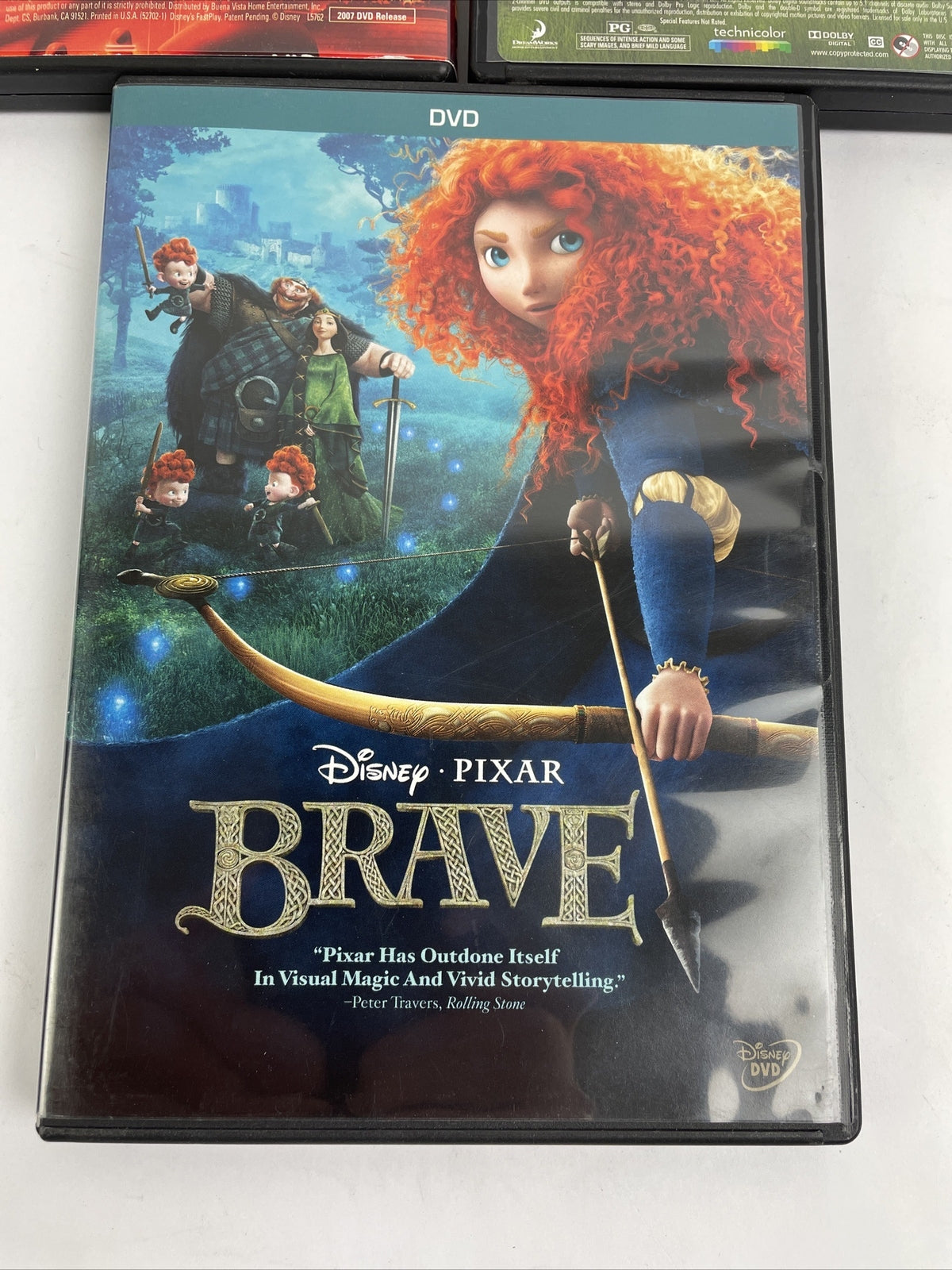 Disney Pixar DVD Lot of 3 - BRAVE, How to Train Your Dragon, Meet the Robinsons